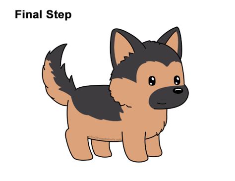 How To Draw A German Shepherd Puppy Dog Cartoon Video And Step By Step