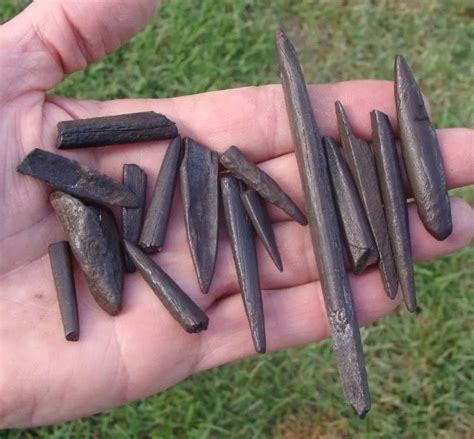 Ancient Native American Bone Tools With Black River Patina Florida