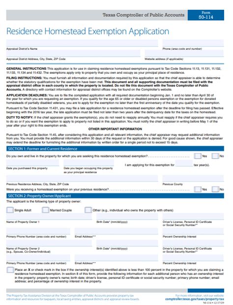 Homestead Exemption Form Oconnor Property Tax Reduction Experts