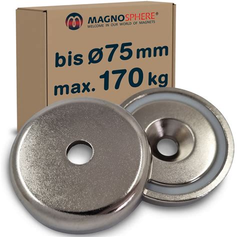 Magnete Al Neodimio Con Base In Acciaio Ø 10mm 75 Mm Con Foro Svasato
