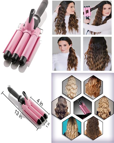 Waves Hair Alure Three Barrel Curling Iron Wand With Lcd Temperature