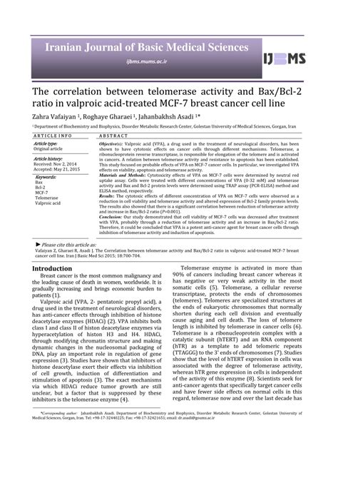 Pdf The Correlation Between Telomerase Activity And Baxbcl 2 Ratio