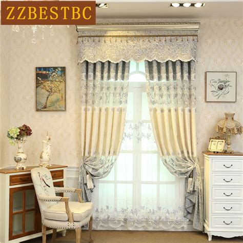 European Style Luxury Embroidered Curtains 2 Colors Can Choose For