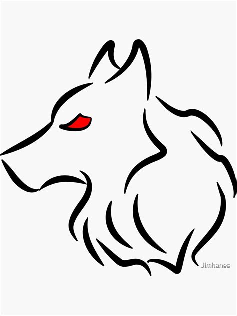 Cool Wolf Line Drawing Sticker For Sale By Jimhanes Redbubble