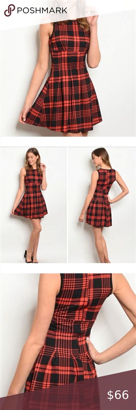 🎉2x Hp🎉🆕 Red And Black Checkered Mini Dress In 2020 Checkered Dress