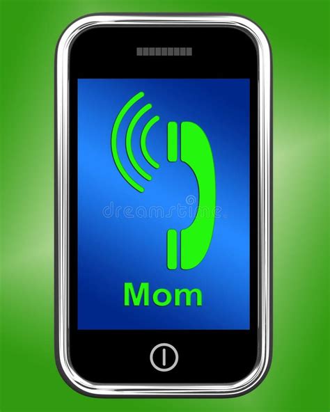 Call Mom On Phone Means Talk To Mother Stock Illustration