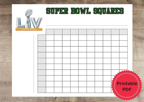 Pdf Printable Super Bowl Squares Printable World Holiday