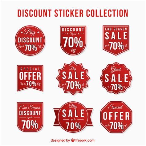 Free Vector Pack Of Red Discount Stickers