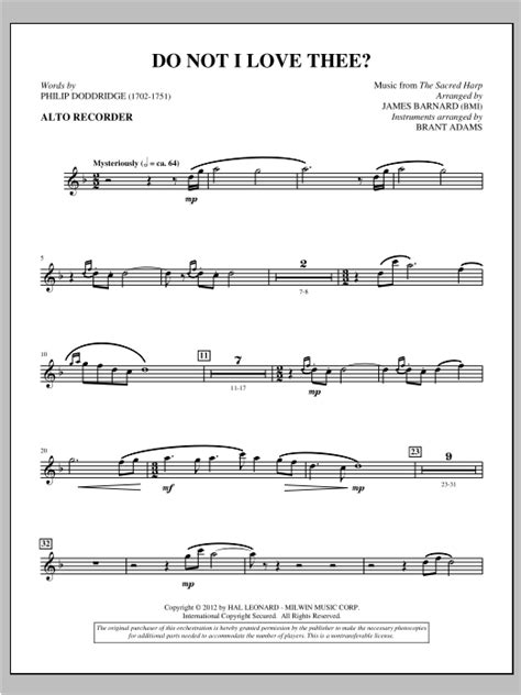 Do Not I Love Thee Recorder Sheet Music Direct