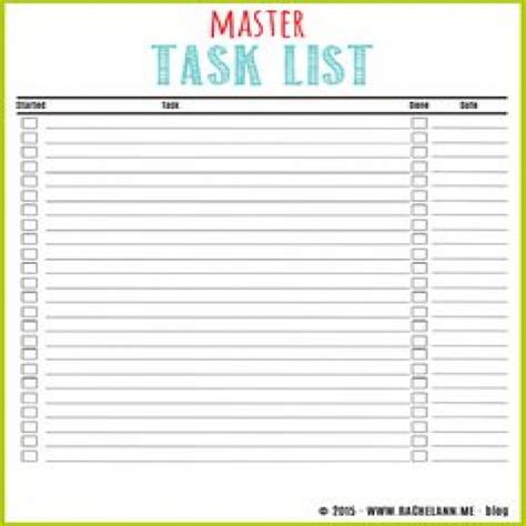 Master Task List Task List Templates