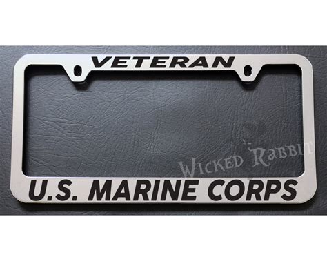 Veteran Us Marine Corps Usmc Chrome License Plate Frame Etsy