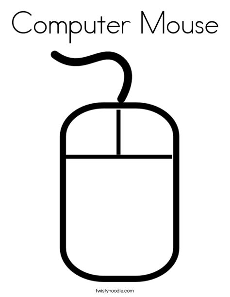 Create your own coloring book for kids of all ages. Computer Mouse Coloring Page - Twisty Noodle