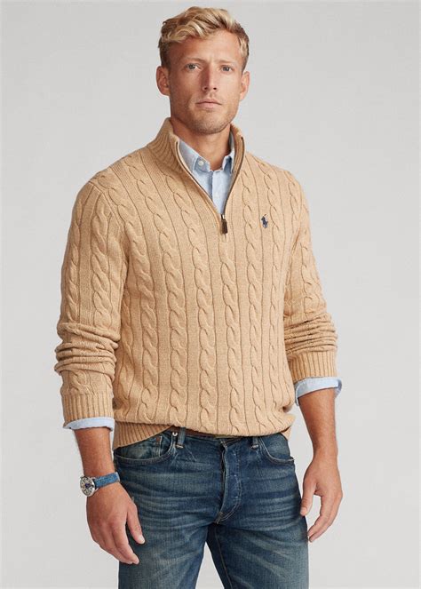 Ralph Lauren Cable Knit Cotton Quarter Zip Sweater Shopstyle