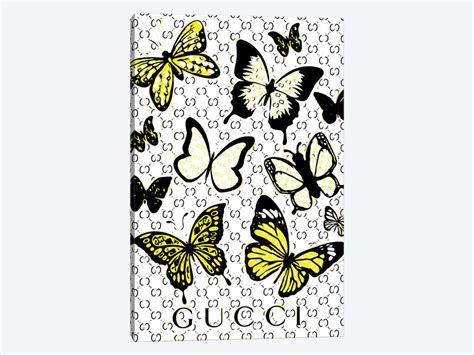 Gucci Butterflies Abstract Yellow Canva Canvas Art Julie Schreiber