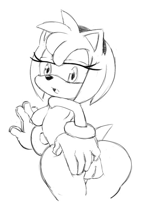 Rule 34 Amy Rose Ass Breasts Female Gloves Hedgehog Looking Back