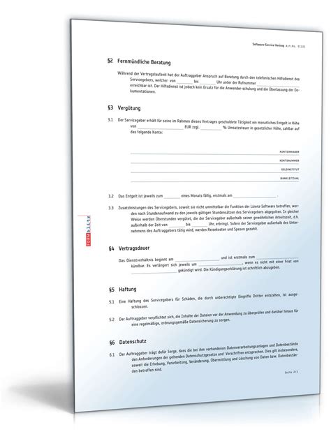 Ein servicevertrag ist ein vertrag, der zwischen einem auftragnehmer (interner oder. Software-Service-Vertrag | Vorlage zum Download