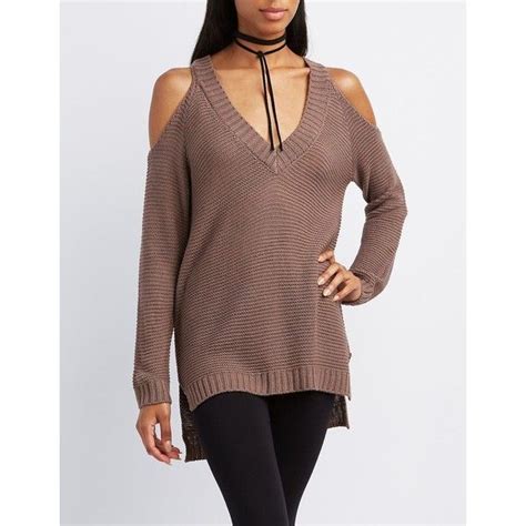 Charlotte Russe Shaker Stitch Cold Shoulder Sweater 26 Liked On