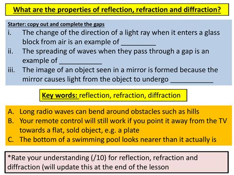 Reflection Refraction Diffraction Worksheet Worksheets For Kindergarten