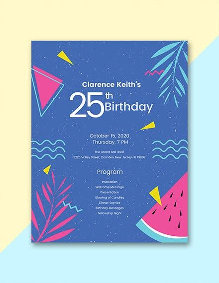 Download, print or send online for free. 12+ Birthday Program Templates - PDF, PSD | Free & Premium Templates