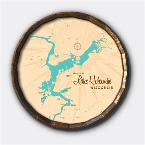 Lake Holcombe Wisconsin Barrel End Map Art Etsy