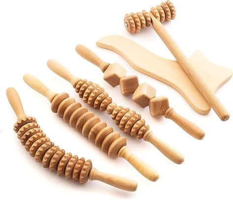 Tuuli Accessories Maderotherapy Anti Cellulite Massage Set Wooden Roller Lymphatic Drainage Tool