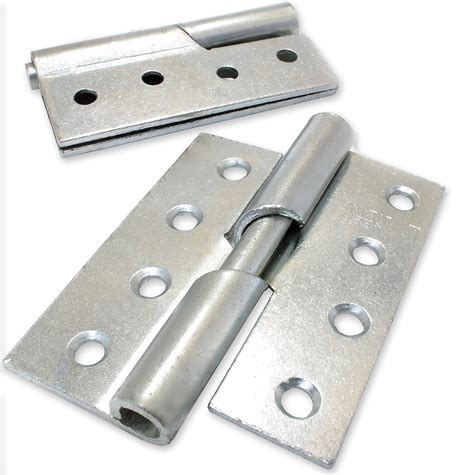 Pair Of Heavy Duty Left Handed Rising Hinges 100mm4 Thick Silver Zinc