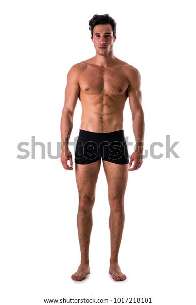 Handsome Shirtless Muscular Man Standing Studio Stock Photo Edit Now