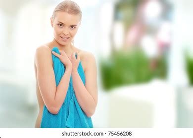 Portrait Beautiful Naked Woman Covering Her Stock Photo