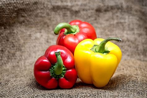 Three Red Yellow Bell Peppers Bell Pepper Coloured Different