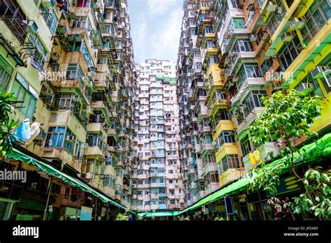 Over Crowded Housing In Hong Kongs Old Residential District Of Quarry