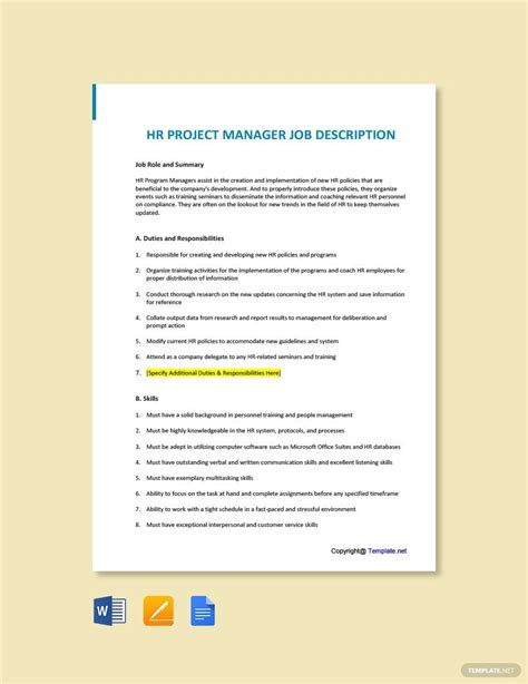 9 Project Manager Job Description Templates