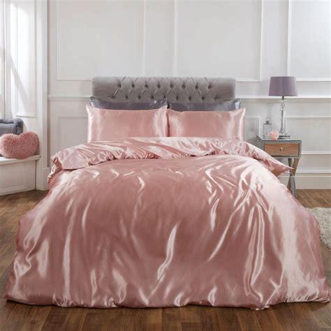 Sienna Plain Satin Duvet Cover Set Blush Pink