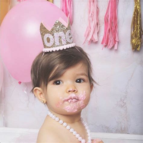 First Birthday Outfit Girl Pink Birthday Party Crown Etsy