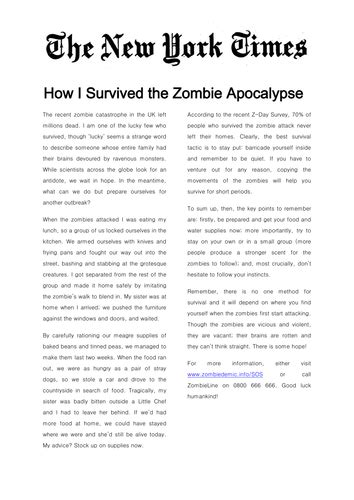 Writing To Inform How To Survive The Zombie Apocalypse By Sally0turner