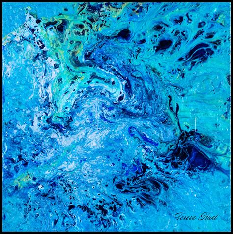 Cobalt Blue Painting Watercolor Wall Art Aqua Abstract Etsy