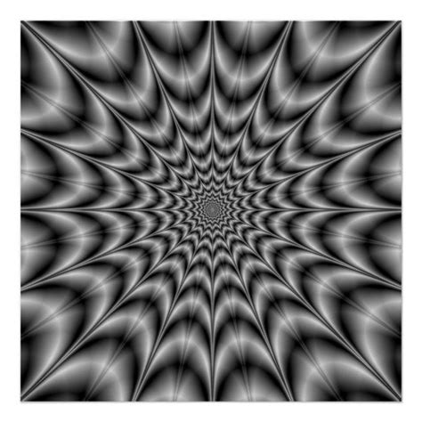 Psychedelic Explosion In Black And White Poster Psychedelic Abstract