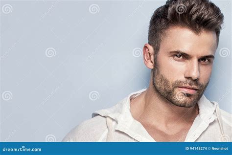 Handsome Man Posing In Studio Stock Photo Image Of Happy People