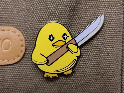 What The Duck Enamel Pin Duck With Knife Pin Denim Jacket Etsy