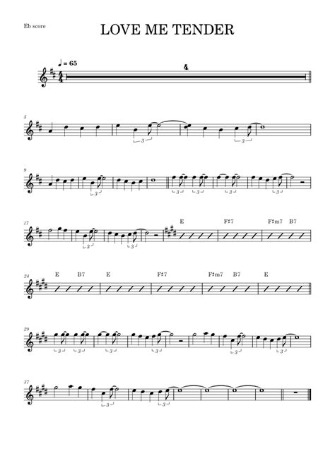 Love Me Tender Alto Sax Solo Sheet Music For Saxophone Alto Solo