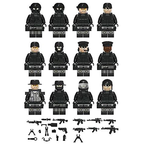 Swat Auto Und 12 Teiliges Polizei Minifiguren Set Waffen Armee Soldat