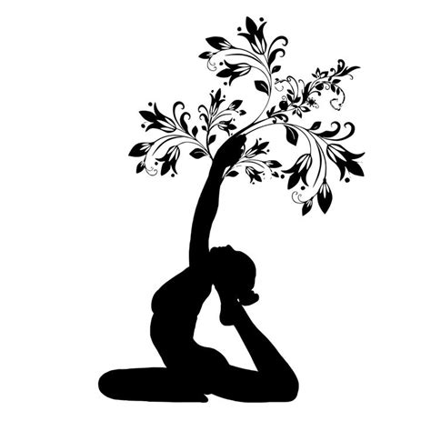 Women Tree Yoga Decorative Floral Flourish Flowers Plant