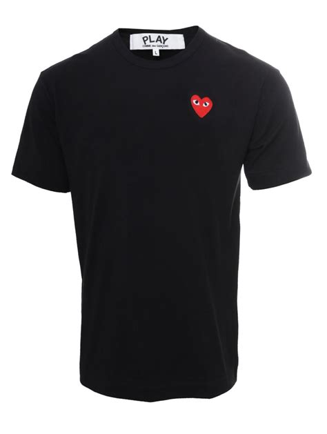 Comme Des Gar Ons Play Mens Red Heart T Shirt Black In Red For Men Lyst
