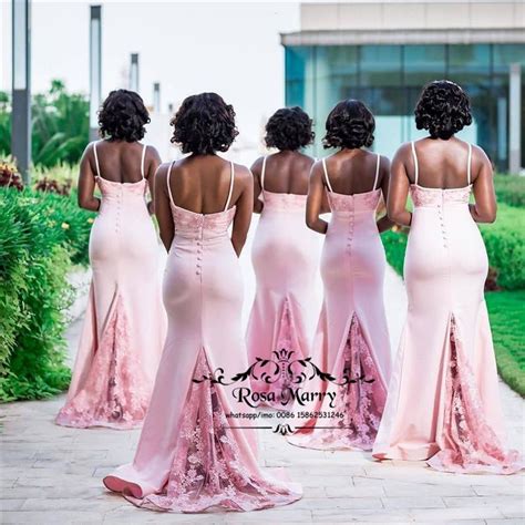 Sexy Pink Plus Size African Bridesmaids Dresses 2020 Vintage Lace