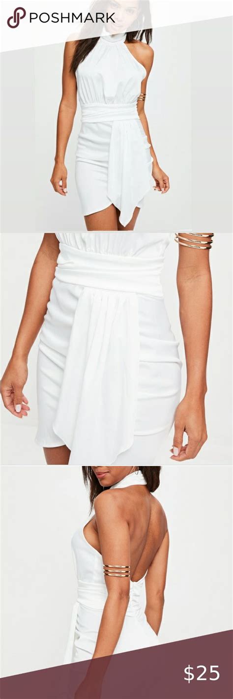 Missguided White Halter Layer Satin Mini Dress In 2020 Satin Mini