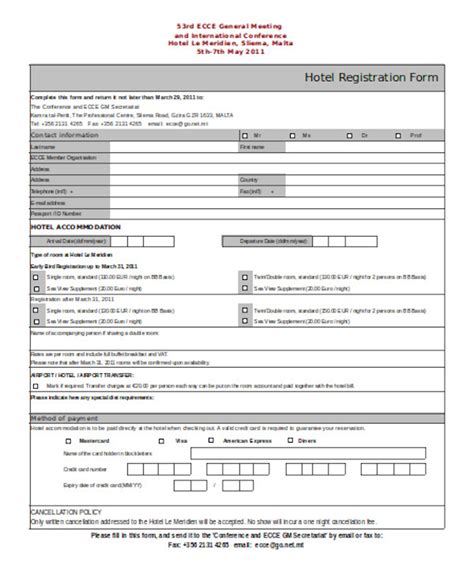 Free 11 Sample Hotel Registration Forms In Pdf Excel Word