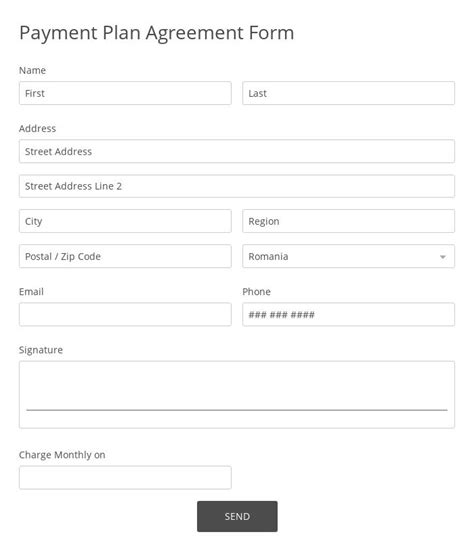 Free Payment Plan Agreement Form Template 123formbuilder