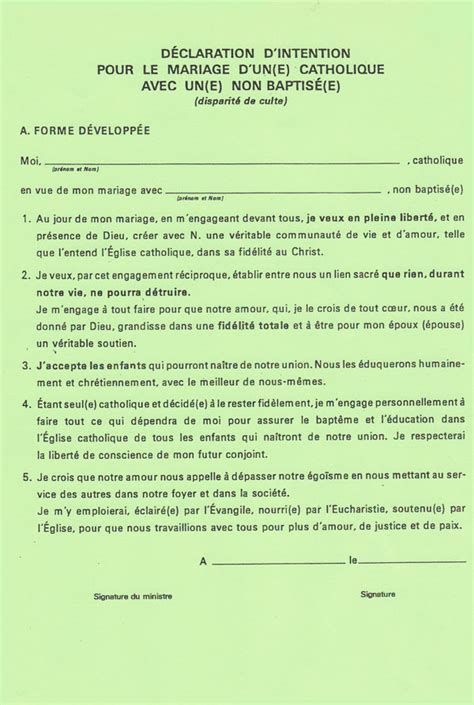 Notre église a touché des milliers de vies dans ses 90 années d`existence. exemple modele declaration d intention mariage