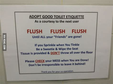 A Good Toilet Etiquette Flush Flush Flush 9gag