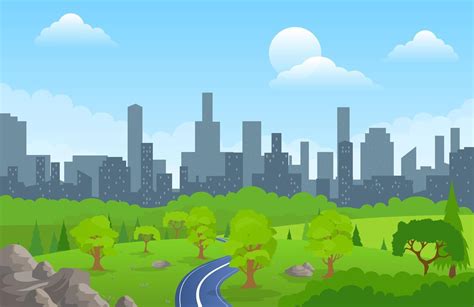 Road Way To City Buildings On Horizon Vector Illustration Highway