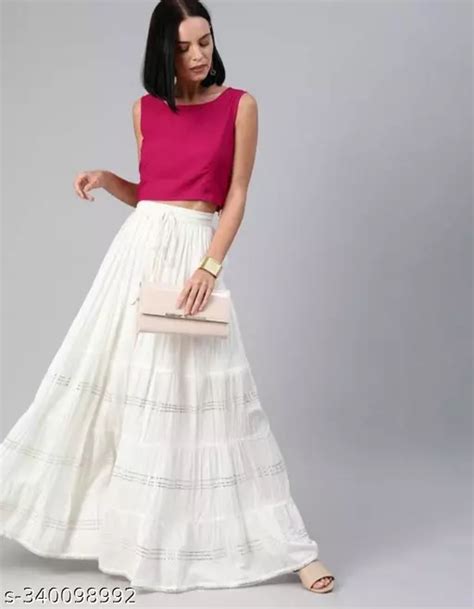 Trendy Fashionable Women Ethnic Fancy Fashionista Women White Skirt